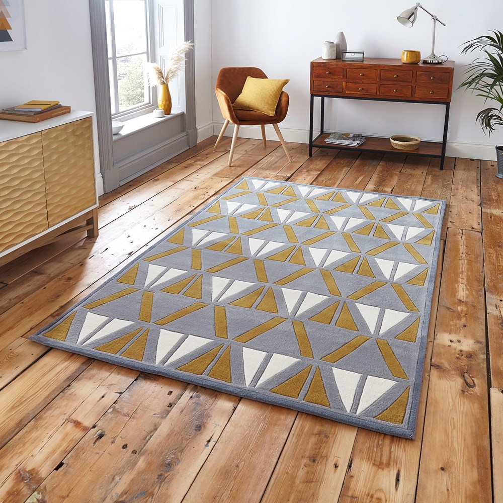 Hong Kong Rugs HK1374 in Grey Yellow